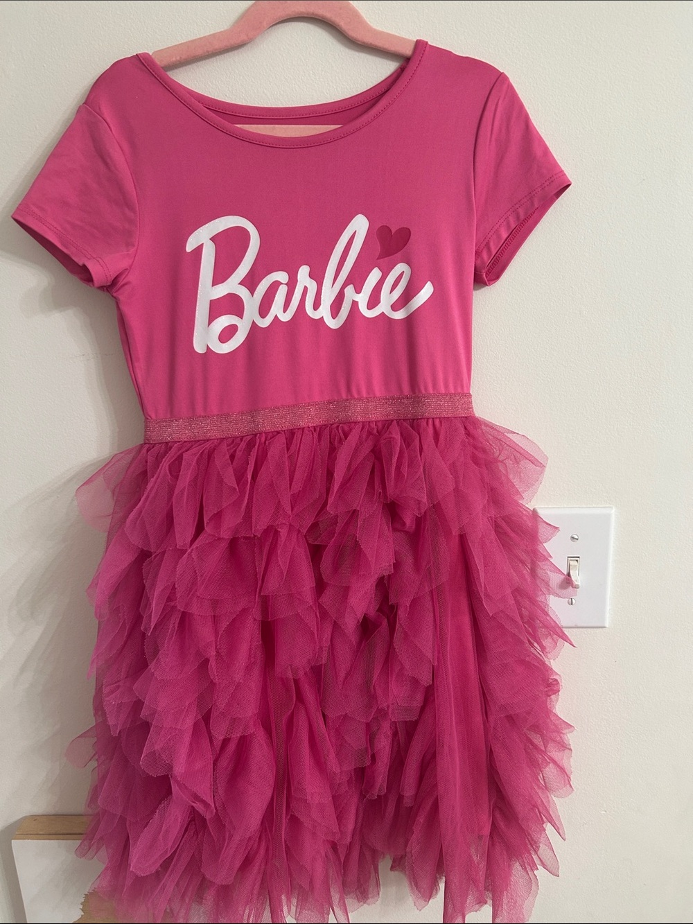 Barbie Pink Ruffled Tulle Dress with Logo